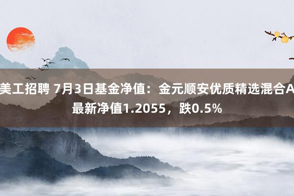 美工招聘 7月3日基金净值：金元顺安优质精选混合A最新净值1.2055，跌0.5%