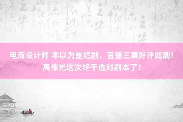 电商设计师 本以为是烂剧，首播三集好评如潮！高伟光这次终于选对剧本了！